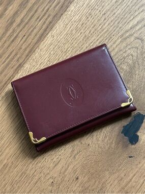 Cartier “Must De Cartier” Burgundy Calfskin Card Holder - GUC+ - Vintage Y2K